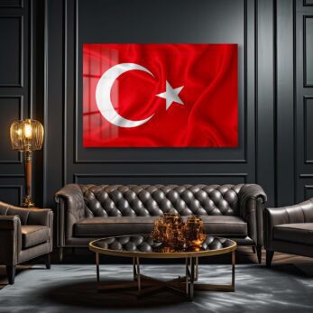Şanlı Türk Bayrağı: Parlak Temperli Cam Tablo - Vatansever Duvar Dekorasyonu - Glazella