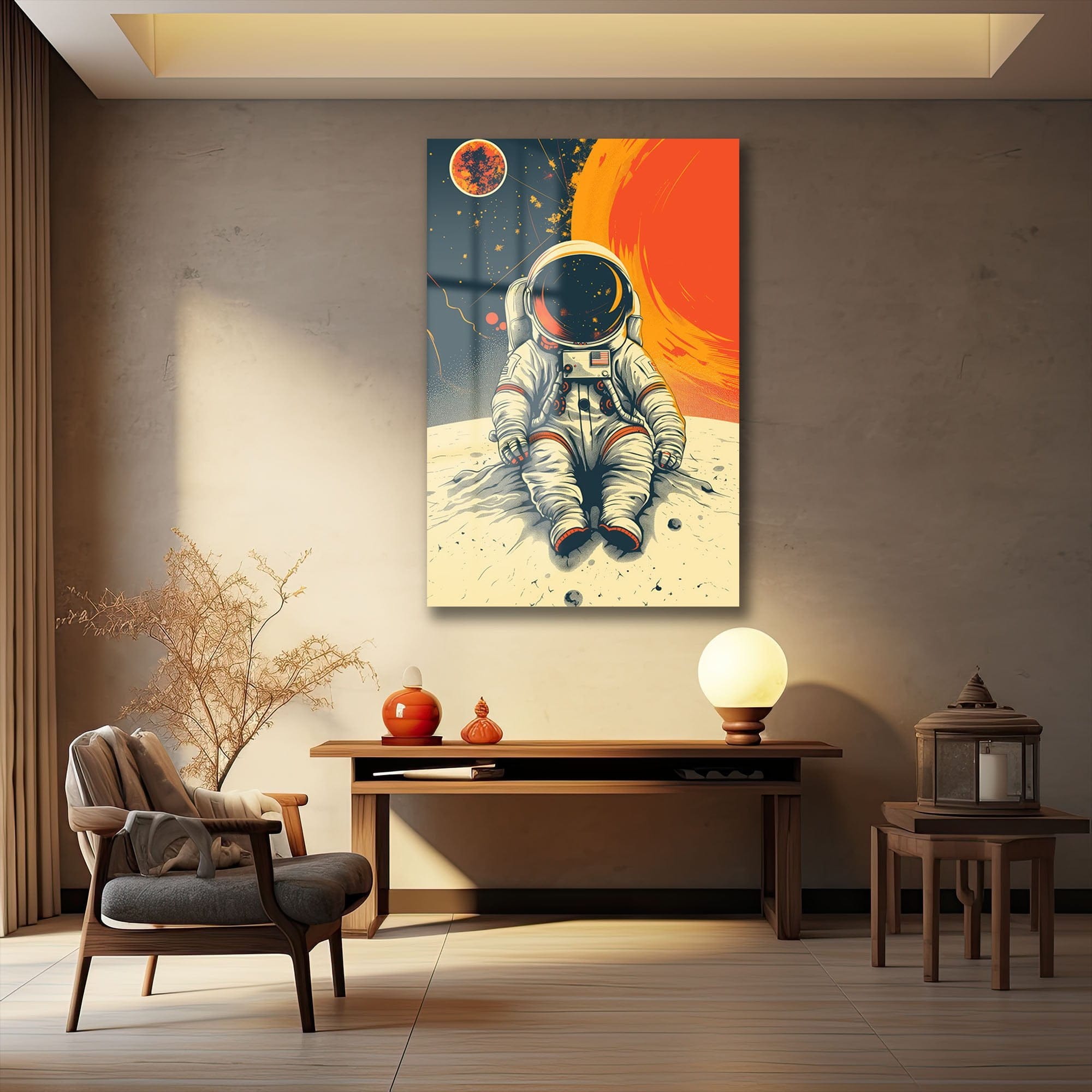 Uzayın Sessizliği: Astronot ve Kızıl Gezegen Cam Tablo Duvar Dekoru cam tablo, duvar sanatı, modern dekorasyon, soyut sanat, cam sanat eserleri, iç mekan dekorasyonu, ofis dekorasyonu, ev dekorasyonu, restoran dekorasyonu, cafe dekorasyonu, cam baskı, UV baskı, estetik duvar sanatı