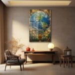 Küresel Mozaik: Dünya Temalı Modern Temperli Cam Tablo Duvar Dekoru cam tablo, duvar sanatı, modern dekorasyon, soyut sanat, cam sanat eserleri, iç mekan dekorasyonu, ofis dekorasyonu, ev dekorasyonu, restoran dekorasyonu, cafe dekorasyonu, cam baskı, UV baskı, estetik duvar sanatı
