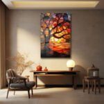 Gün Batımı Ağacı: Vitray Sanatı Temperli Cam Tablo Duvar Dekoru cam tablo, duvar sanatı, modern dekorasyon, soyut sanat, cam sanat eserleri, iç mekan dekorasyonu, ofis dekorasyonu, ev dekorasyonu, restoran dekorasyonu, cafe dekorasyonu, cam baskı, UV baskı, estetik duvar sanatı