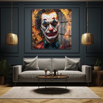 Joker'in Vitray Yansımaları: İkonik Sanat Cam Tablo - Glazella