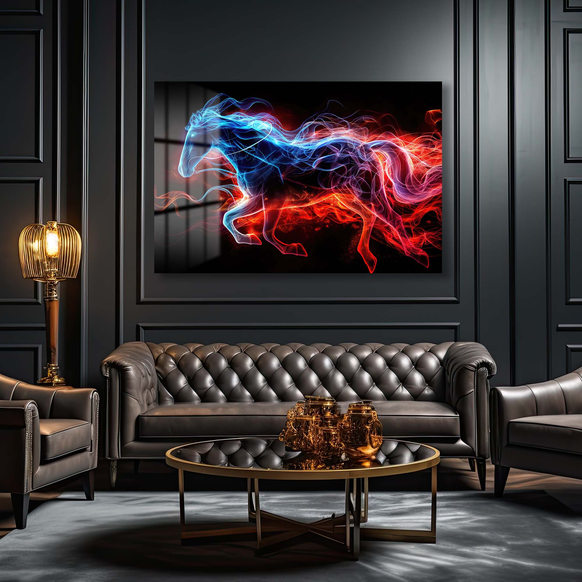 Sonsuz Enerji: Ateş ve Buz Atı Modern Cam Tablo Duvar Dekoru cam tablo, duvar sanatı, modern dekorasyon, soyut sanat, cam sanat eserleri, iç mekan dekorasyonu, ofis dekorasyonu, ev dekorasyonu, restoran dekorasyonu, cafe dekorasyonu, cam baskı, UV baskı, estetik duvar sanatı