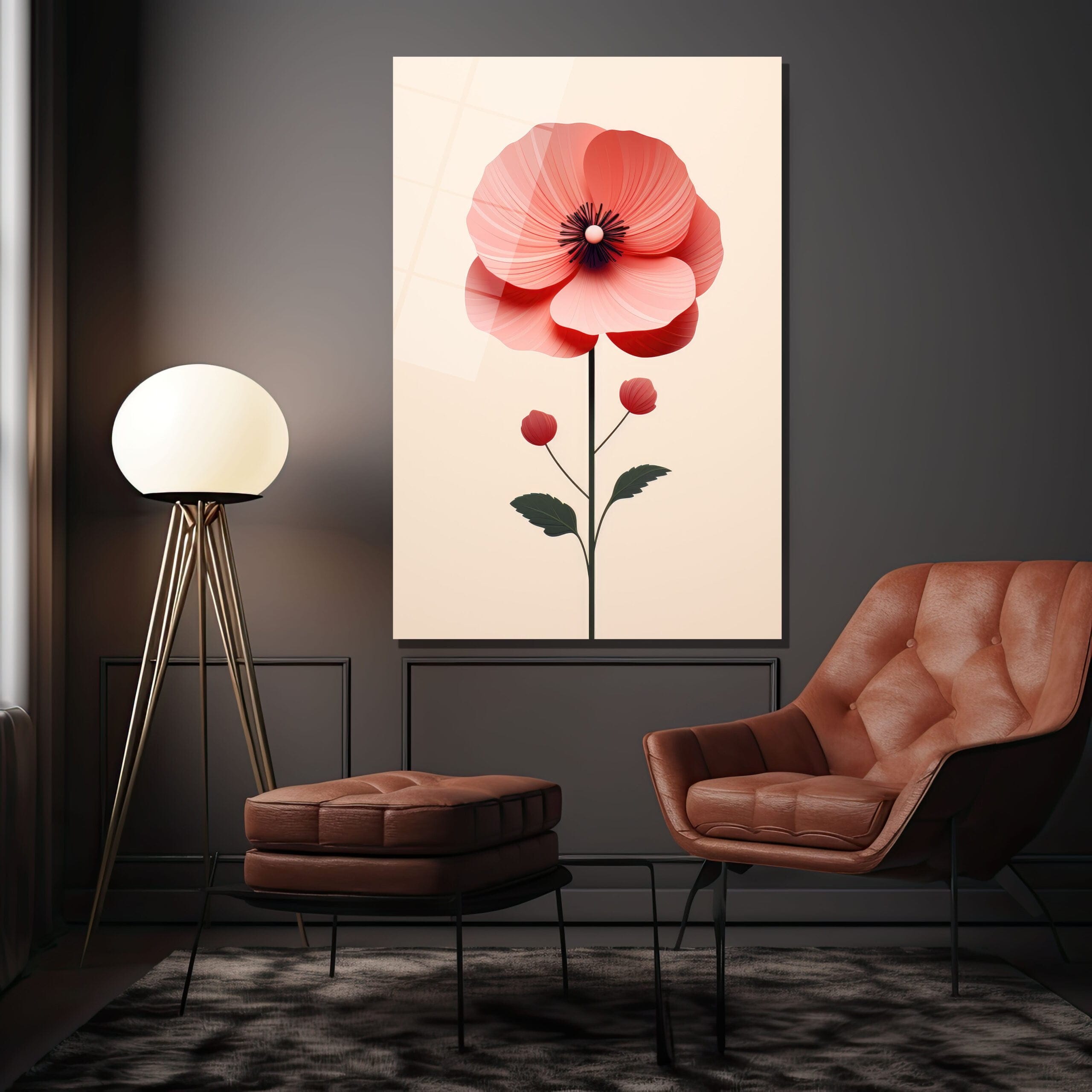 Minimalist Gelincik Zarafeti: Pembe Modern Cam Tablo Duvar Dekoru cam tablo, duvar sanatı, modern dekorasyon, soyut sanat, cam sanat eserleri, iç mekan dekorasyonu, ofis dekorasyonu, ev dekorasyonu, restoran dekorasyonu, cafe dekorasyonu, cam baskı, UV baskı, estetik duvar sanatı