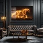 Alev Atı: Enerjik ve Büyüleyici Modern Cam Tablo Duvar Dekoru cam tablo, duvar sanatı, modern dekorasyon, soyut sanat, cam sanat eserleri, iç mekan dekorasyonu, ofis dekorasyonu, ev dekorasyonu, restoran dekorasyonu, cafe dekorasyonu, cam baskı, UV baskı, estetik duvar sanatı