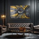 Uyanışın Gözü: Altın ve Gri Tonlarda Modern Sanat Cam Tablo Duvar Dekoru cam tablo, duvar sanatı, modern dekorasyon, soyut sanat, cam sanat eserleri, iç mekan dekorasyonu, ofis dekorasyonu, ev dekorasyonu, restoran dekorasyonu, cafe dekorasyonu, cam baskı, UV baskı, estetik duvar sanatı