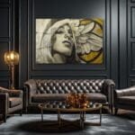 Gizemli Zarafet: Kanatlı Kadın Modern Sanat Cam Tablo Duvar Dekoru cam tablo, duvar sanatı, modern dekorasyon, soyut sanat, cam sanat eserleri, iç mekan dekorasyonu, ofis dekorasyonu, ev dekorasyonu, restoran dekorasyonu, cafe dekorasyonu, cam baskı, UV baskı, estetik duvar sanatı