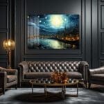 Van Gogh Tarzı Yıldızlı Gece Şehri: Büyüleyici Cam Tablo Duvar Dekoru cam tablo, duvar sanatı, modern dekorasyon, soyut sanat, cam sanat eserleri, iç mekan dekorasyonu, ofis dekorasyonu, ev dekorasyonu, restoran dekorasyonu, cafe dekorasyonu, cam baskı, UV baskı, estetik duvar sanatı