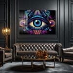 Üçüncü Gözün Gizemi: Psychedelic Enerjili Modern Cam Tablo Duvar Dekoru cam tablo, duvar sanatı, modern dekorasyon, soyut sanat, cam sanat eserleri, iç mekan dekorasyonu, ofis dekorasyonu, ev dekorasyonu, restoran dekorasyonu, cafe dekorasyonu, cam baskı, UV baskı, estetik duvar sanatı