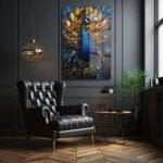 Vitray Sanatıyla İşlenmiş Tavus Kuşu: Canlı Renklerde Temperli Cam Tablo Duvar Dekoru cam tablo, duvar sanatı, modern dekorasyon, soyut sanat, cam sanat eserleri, iç mekan dekorasyonu, ofis dekorasyonu, ev dekorasyonu, restoran dekorasyonu, cafe dekorasyonu, cam baskı, UV baskı, estetik duvar sanatı