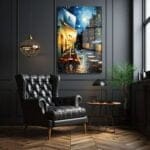 Paris Akşamı: Yağmurlu Sokak Cafe Manzaralı Temperli Cam Tablo Duvar Dekoru cam tablo, duvar sanatı, modern dekorasyon, soyut sanat, cam sanat eserleri, iç mekan dekorasyonu, ofis dekorasyonu, ev dekorasyonu, restoran dekorasyonu, cafe dekorasyonu, cam baskı, UV baskı, estetik duvar sanatı
