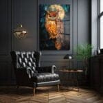 Ay Işığında Bilge Baykuş: Vitray Sanatı Temalı Temperli Cam Tablo Duvar Dekoru cam tablo, duvar sanatı, modern dekorasyon, soyut sanat, cam sanat eserleri, iç mekan dekorasyonu, ofis dekorasyonu, ev dekorasyonu, restoran dekorasyonu, cafe dekorasyonu, cam baskı, UV baskı, estetik duvar sanatı