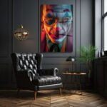 Joker'in Yüzü: Dramatik Işıklarla Modern Cam Tablo Duvar Dekoru cam tablo, duvar sanatı, modern dekorasyon, soyut sanat, cam sanat eserleri, iç mekan dekorasyonu, ofis dekorasyonu, ev dekorasyonu, restoran dekorasyonu, cafe dekorasyonu, cam baskı, UV baskı, estetik duvar sanatı