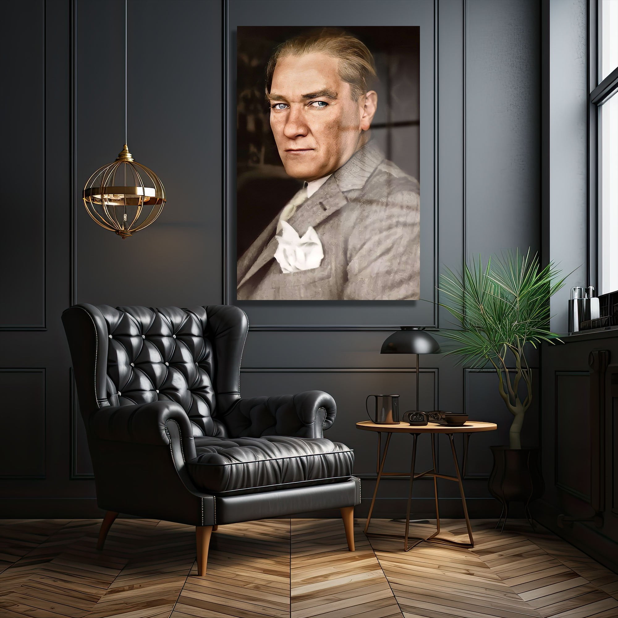 Mavi Gözlerin Kararlılığı: Atatürk Portre Temperli Cam Tablo Duvar Dekoru cam tablo, duvar sanatı, modern dekorasyon, soyut sanat, cam sanat eserleri, iç mekan dekorasyonu, ofis dekorasyonu, ev dekorasyonu, restoran dekorasyonu, cafe dekorasyonu, cam baskı, UV baskı, estetik duvar sanatı