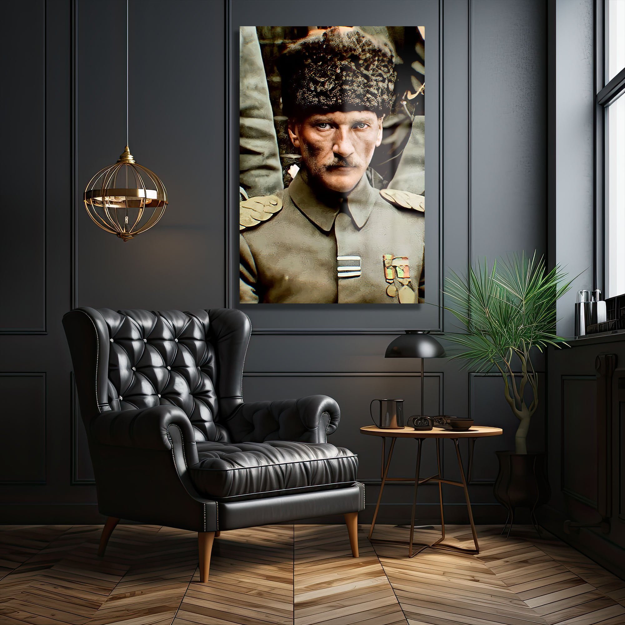 Atatürk'ün Güçlü Bakışı: Lider Ruhu Yansıtan Temperli Cam Tablo Duvar Dekoru cam tablo, duvar sanatı, modern dekorasyon, soyut sanat, cam sanat eserleri, iç mekan dekorasyonu, ofis dekorasyonu, ev dekorasyonu, restoran dekorasyonu, cafe dekorasyonu, cam baskı, UV baskı, estetik duvar sanatı