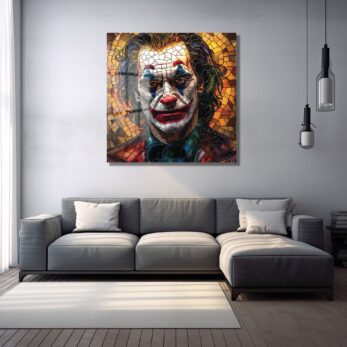 Joker'in Vitray Yansımaları: İkonik Sanat Cam Tablo - Glazella