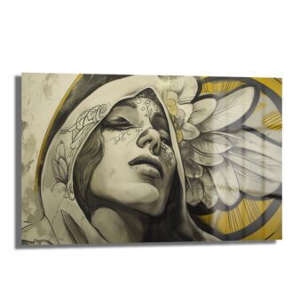 Gizemli Zarafet: Kanatlı Kadın Modern Sanat Cam Tablo - Glazella