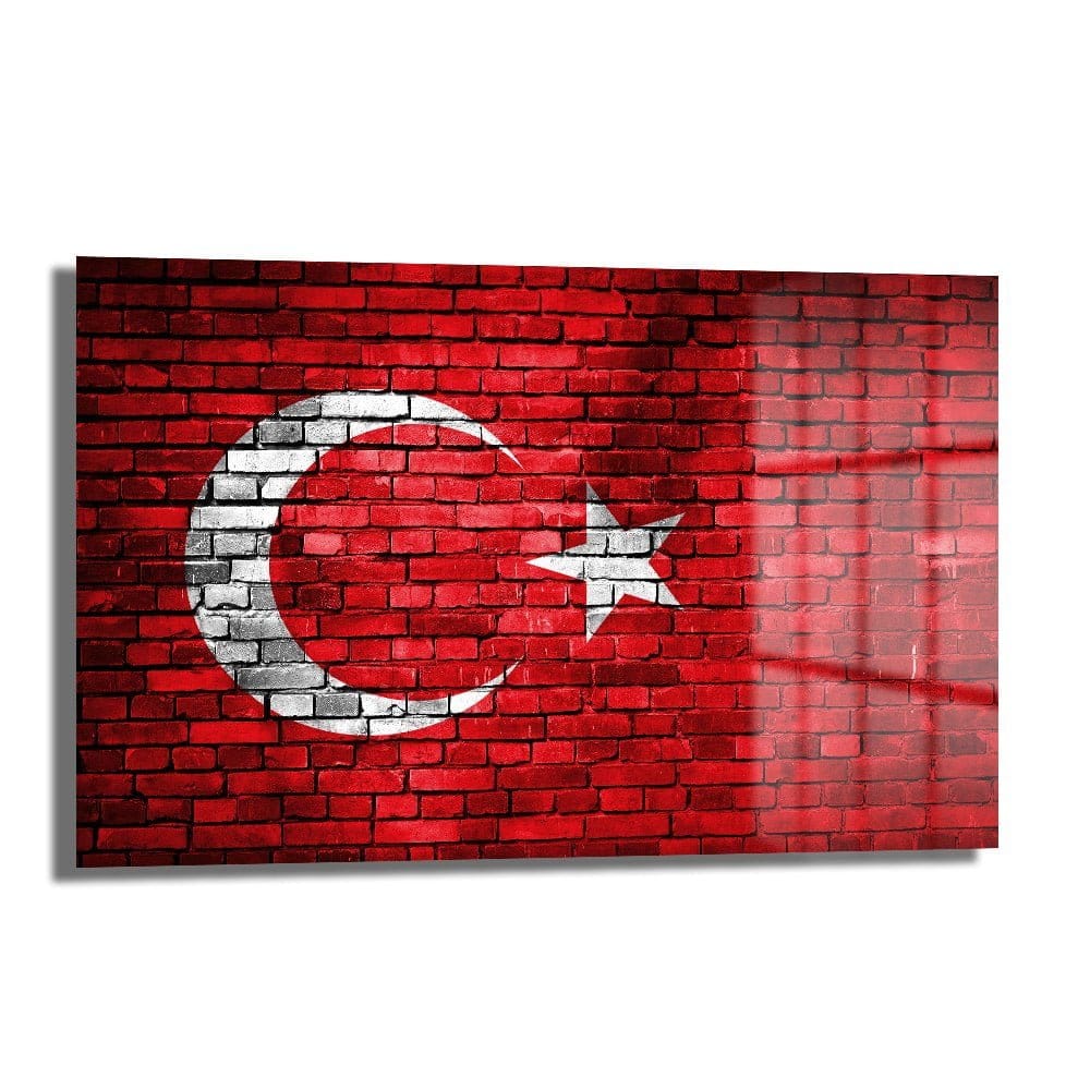 Türkiye Bayrağı Tuğla Duvar Görünümlü Cam Tablo | Vatansever Duvar Dekorasyonu Duvar Dekoru cam tablo, duvar sanatı, modern dekorasyon, soyut sanat, cam sanat eserleri, iç mekan dekorasyonu, ofis dekorasyonu, ev dekorasyonu, restoran dekorasyonu, cafe dekorasyonu, cam baskı, UV baskı, estetik duvar sanatı