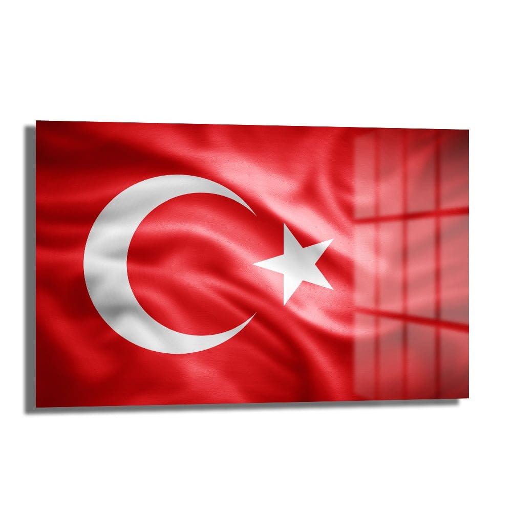 Gururla Dalgalanan Ay Yıldız: Türk Bayrağı Cam Tablo Duvar Dekoru cam tablo, duvar sanatı, modern dekorasyon, soyut sanat, cam sanat eserleri, iç mekan dekorasyonu, ofis dekorasyonu, ev dekorasyonu, restoran dekorasyonu, cafe dekorasyonu, cam baskı, UV baskı, estetik duvar sanatı