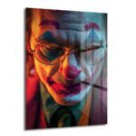Joker'in Yüzü: Dramatik Işıklarla Modern Cam Tablo Duvar Dekoru cam tablo, duvar sanatı, modern dekorasyon, soyut sanat, cam sanat eserleri, iç mekan dekorasyonu, ofis dekorasyonu, ev dekorasyonu, restoran dekorasyonu, cafe dekorasyonu, cam baskı, UV baskı, estetik duvar sanatı