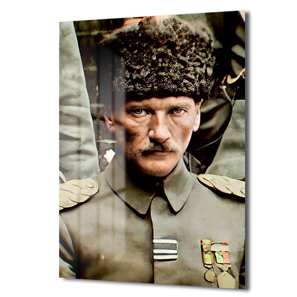 Atatürk'ün Güçlü Bakışı: Lider Ruhu Yansıtan Temperli Cam Tablo Duvar Dekoru cam tablo, duvar sanatı, modern dekorasyon, soyut sanat, cam sanat eserleri, iç mekan dekorasyonu, ofis dekorasyonu, ev dekorasyonu, restoran dekorasyonu, cafe dekorasyonu, cam baskı, UV baskı, estetik duvar sanatı