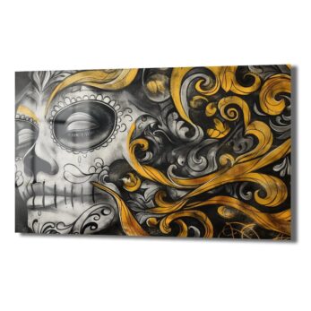 Altın Rüyalar Calavera: Modern Sanatsal Cam Tablo - Glazella Altın Rüyalar Calavera: Modern Sanatsal Cam Tablo - Glazella