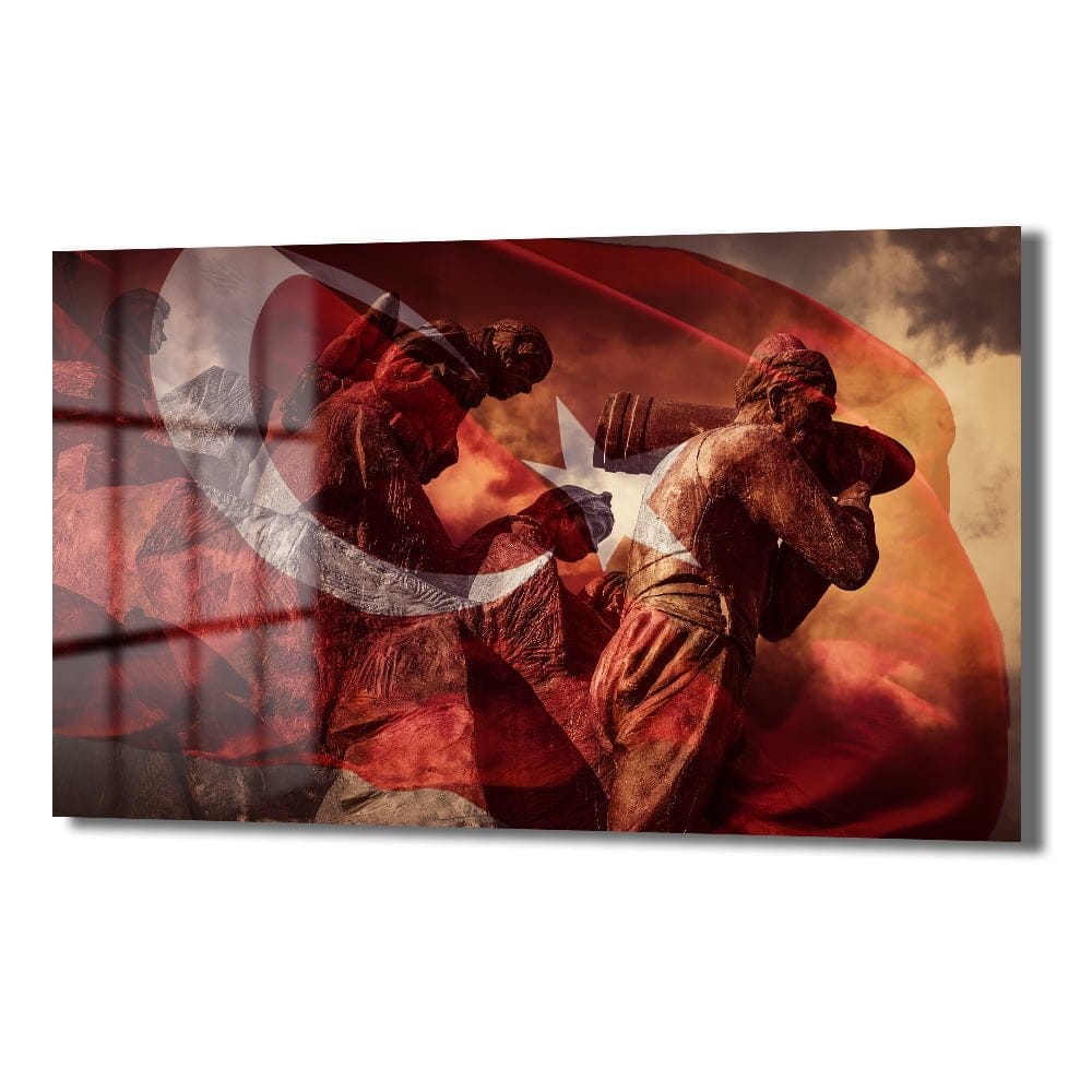 Milli Ruhun Yansıması: Türk Bayrağı ve Kahramanlık Temalı Temperli Cam Tablo Duvar Dekoru cam tablo, duvar sanatı, modern dekorasyon, soyut sanat, cam sanat eserleri, iç mekan dekorasyonu, ofis dekorasyonu, ev dekorasyonu, restoran dekorasyonu, cafe dekorasyonu, cam baskı, UV baskı, estetik duvar sanatı
