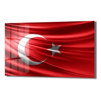 Ay Yıldızın Görkemi: Dalgalanan Türk Bayrağı Cam Tablo - Glazella Ay Yıldızın Görkemi: Dalgalanan Türk Bayrağı Cam Tablo - Glazella
