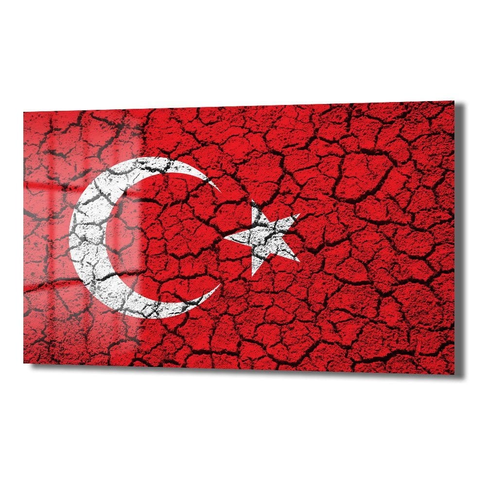 Gurur ve Direniş: Çatlak Efektli Türk Bayrağı Cam Tablo Duvar Dekoru cam tablo, duvar sanatı, modern dekorasyon, soyut sanat, cam sanat eserleri, iç mekan dekorasyonu, ofis dekorasyonu, ev dekorasyonu, restoran dekorasyonu, cafe dekorasyonu, cam baskı, UV baskı, estetik duvar sanatı