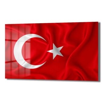 Şanlı Türk Bayrağı: Parlak Temperli Cam Tablo - Vatansever Duvar Dekorasyonu - Glazella