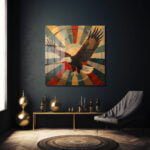Özgürlüğün Kanatları: Geometrik Kartal Desenli Temperli Cam Tablo Duvar Dekoru cam tablo, duvar sanatı, modern dekorasyon, soyut sanat, cam sanat eserleri, iç mekan dekorasyonu, ofis dekorasyonu, ev dekorasyonu, restoran dekorasyonu, cafe dekorasyonu, cam baskı, UV baskı, estetik duvar sanatı