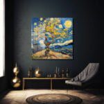 Yıldızlı Gece Sarısı: Van Gogh Tarzı Temperli Cam Tablo Duvar Dekoru cam tablo, duvar sanatı, modern dekorasyon, soyut sanat, cam sanat eserleri, iç mekan dekorasyonu, ofis dekorasyonu, ev dekorasyonu, restoran dekorasyonu, cafe dekorasyonu, cam baskı, UV baskı, estetik duvar sanatı
