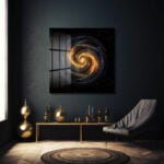 Kozmik Spiral: Altın Işıltılı Galaksi Temalı Modern Cam Tablo Duvar Dekoru cam tablo, duvar sanatı, modern dekorasyon, soyut sanat, cam sanat eserleri, iç mekan dekorasyonu, ofis dekorasyonu, ev dekorasyonu, restoran dekorasyonu, cafe dekorasyonu, cam baskı, UV baskı, estetik duvar sanatı