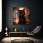 Ateş Gözlü Kara Kedi: Gizemli Fantastik Cam Tablo Duvar Dekoru cam tablo, duvar sanatı, modern dekorasyon, soyut sanat, cam sanat eserleri, iç mekan dekorasyonu, ofis dekorasyonu, ev dekorasyonu, restoran dekorasyonu, cafe dekorasyonu, cam baskı, UV baskı, estetik duvar sanatı