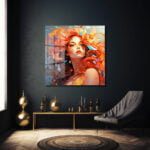 Ateş Saçlı Kadın: Enerjik Soyut Portre Cam Tablo Duvar Dekoru cam tablo, duvar sanatı, modern dekorasyon, soyut sanat, cam sanat eserleri, iç mekan dekorasyonu, ofis dekorasyonu, ev dekorasyonu, restoran dekorasyonu, cafe dekorasyonu, cam baskı, UV baskı, estetik duvar sanatı