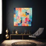 Renkli Ritimler: Modern Geometrik Soyut Cam Tablo Duvar Dekoru cam tablo, duvar sanatı, modern dekorasyon, soyut sanat, cam sanat eserleri, iç mekan dekorasyonu, ofis dekorasyonu, ev dekorasyonu, restoran dekorasyonu, cafe dekorasyonu, cam baskı, UV baskı, estetik duvar sanatı