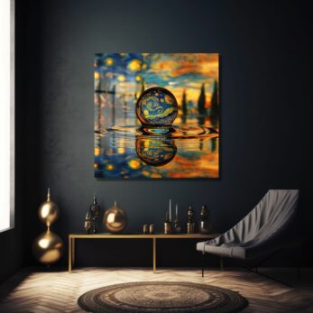 Yıldızlı Gece Küresi: Van Gogh Rüyası Modern Cam Tablo - Glazella