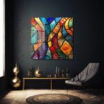 Canlı Vitray Rüyası: Modern Soyut Cam Tablo Duvar Dekoru cam tablo, duvar sanatı, modern dekorasyon, soyut sanat, cam sanat eserleri, iç mekan dekorasyonu, ofis dekorasyonu, ev dekorasyonu, restoran dekorasyonu, cafe dekorasyonu, cam baskı, UV baskı, estetik duvar sanatı