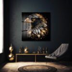 Altın Dokunuşlu Asil Kartal: Lüks Modern Cam Tablo Duvar Dekoru cam tablo, duvar sanatı, modern dekorasyon, soyut sanat, cam sanat eserleri, iç mekan dekorasyonu, ofis dekorasyonu, ev dekorasyonu, restoran dekorasyonu, cafe dekorasyonu, cam baskı, UV baskı, estetik duvar sanatı