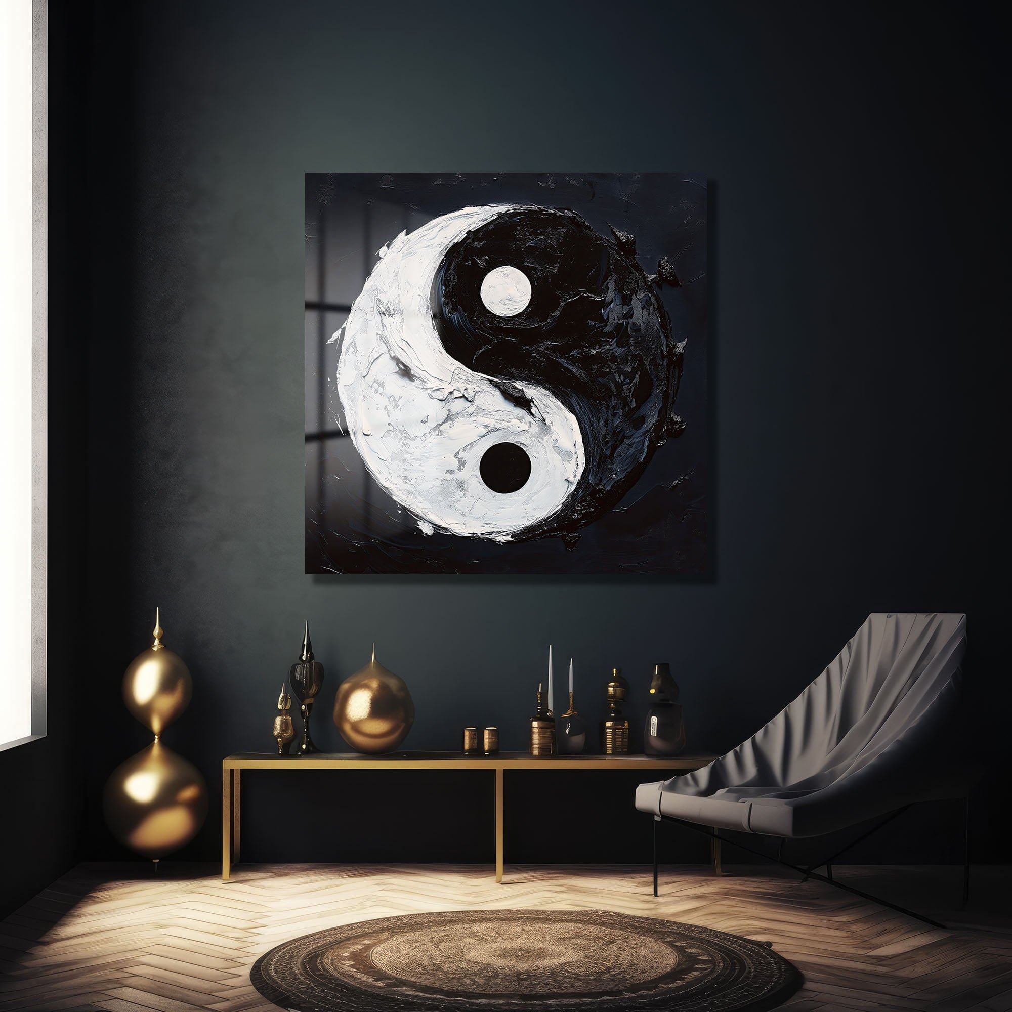 Zıtların Uyumu: Yin Yang Modern Soyut Cam Tablo Duvar Dekoru cam tablo, duvar sanatı, modern dekorasyon, soyut sanat, cam sanat eserleri, iç mekan dekorasyonu, ofis dekorasyonu, ev dekorasyonu, restoran dekorasyonu, cafe dekorasyonu, cam baskı, UV baskı, estetik duvar sanatı