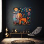 Neşeli Aslan Şehri: Canlı Renklerle Modern Dekoratif Cam Tablo Duvar Dekoru cam tablo, duvar sanatı, modern dekorasyon, soyut sanat, cam sanat eserleri, iç mekan dekorasyonu, ofis dekorasyonu, ev dekorasyonu, restoran dekorasyonu, cafe dekorasyonu, cam baskı, UV baskı, estetik duvar sanatı