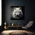 Buz Gözlü Beyaz Kurt: Asil Ruh Temalı Dekoratif Cam Tablo Duvar Dekoru cam tablo, duvar sanatı, modern dekorasyon, soyut sanat, cam sanat eserleri, iç mekan dekorasyonu, ofis dekorasyonu, ev dekorasyonu, restoran dekorasyonu, cafe dekorasyonu, cam baskı, UV baskı, estetik duvar sanatı