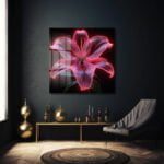 Büyüleyici Neon Zambak: Canlı Renklerde Modern Cam Tablo Duvar Dekoru cam tablo, duvar sanatı, modern dekorasyon, soyut sanat, cam sanat eserleri, iç mekan dekorasyonu, ofis dekorasyonu, ev dekorasyonu, restoran dekorasyonu, cafe dekorasyonu, cam baskı, UV baskı, estetik duvar sanatı