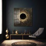 Karanlık Altın Girdap: Modern Soyut Temperli Cam Tablo Duvar Dekoru cam tablo, duvar sanatı, modern dekorasyon, soyut sanat, cam sanat eserleri, iç mekan dekorasyonu, ofis dekorasyonu, ev dekorasyonu, restoran dekorasyonu, cafe dekorasyonu, cam baskı, UV baskı, estetik duvar sanatı