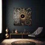 Evrensel Tünel: Altın Dalgalı Modern Cam Tablo Duvar Dekoru cam tablo, duvar sanatı, modern dekorasyon, soyut sanat, cam sanat eserleri, iç mekan dekorasyonu, ofis dekorasyonu, ev dekorasyonu, restoran dekorasyonu, cafe dekorasyonu, cam baskı, UV baskı, estetik duvar sanatı