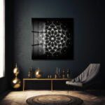 Sonsuzluk Mandalı: Siyah Beyaz Modern Cam Tablo Duvar Dekoru cam tablo, duvar sanatı, modern dekorasyon, soyut sanat, cam sanat eserleri, iç mekan dekorasyonu, ofis dekorasyonu, ev dekorasyonu, restoran dekorasyonu, cafe dekorasyonu, cam baskı, UV baskı, estetik duvar sanatı