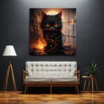 Ateş Gözlü Kara Kedi: Gizemli Fantastik Cam Tablo Duvar Dekoru cam tablo, duvar sanatı, modern dekorasyon, soyut sanat, cam sanat eserleri, iç mekan dekorasyonu, ofis dekorasyonu, ev dekorasyonu, restoran dekorasyonu, cafe dekorasyonu, cam baskı, UV baskı, estetik duvar sanatı
