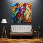 Vitray Büyüsü: Canlı Renklerin Dansı Modern Soyut Cam Tablo Duvar Dekoru cam tablo, duvar sanatı, modern dekorasyon, soyut sanat, cam sanat eserleri, iç mekan dekorasyonu, ofis dekorasyonu, ev dekorasyonu, restoran dekorasyonu, cafe dekorasyonu, cam baskı, UV baskı, estetik duvar sanatı