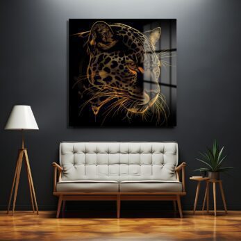 Altın Leopar Gözü: Modern Sanat Temperli Cam Tablo - Glazella Altın Leopar Gözü: Modern Sanat Temperli Cam Tablo - Glazella