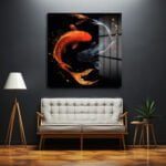 Koi Ahengi: Yin-Yang Temalı Canlı Renklerde Temperli Cam Tablo Duvar Dekoru cam tablo, duvar sanatı, modern dekorasyon, soyut sanat, cam sanat eserleri, iç mekan dekorasyonu, ofis dekorasyonu, ev dekorasyonu, restoran dekorasyonu, cafe dekorasyonu, cam baskı, UV baskı, estetik duvar sanatı