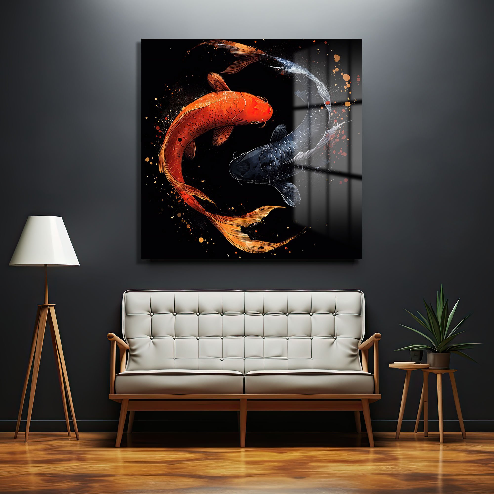 Koi Ahengi: Yin-Yang Temalı Canlı Renklerde Temperli Cam Tablo Duvar Dekoru cam tablo, duvar sanatı, modern dekorasyon, soyut sanat, cam sanat eserleri, iç mekan dekorasyonu, ofis dekorasyonu, ev dekorasyonu, restoran dekorasyonu, cafe dekorasyonu, cam baskı, UV baskı, estetik duvar sanatı
